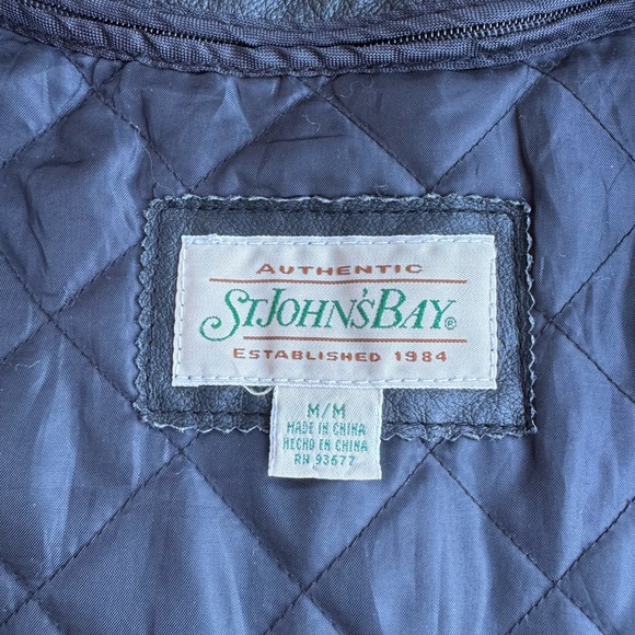 VTG 90's St. Johns Bay Black Genuine Leather Bomber Aviator Flight Jacket Coat M - Picture 12 of 13